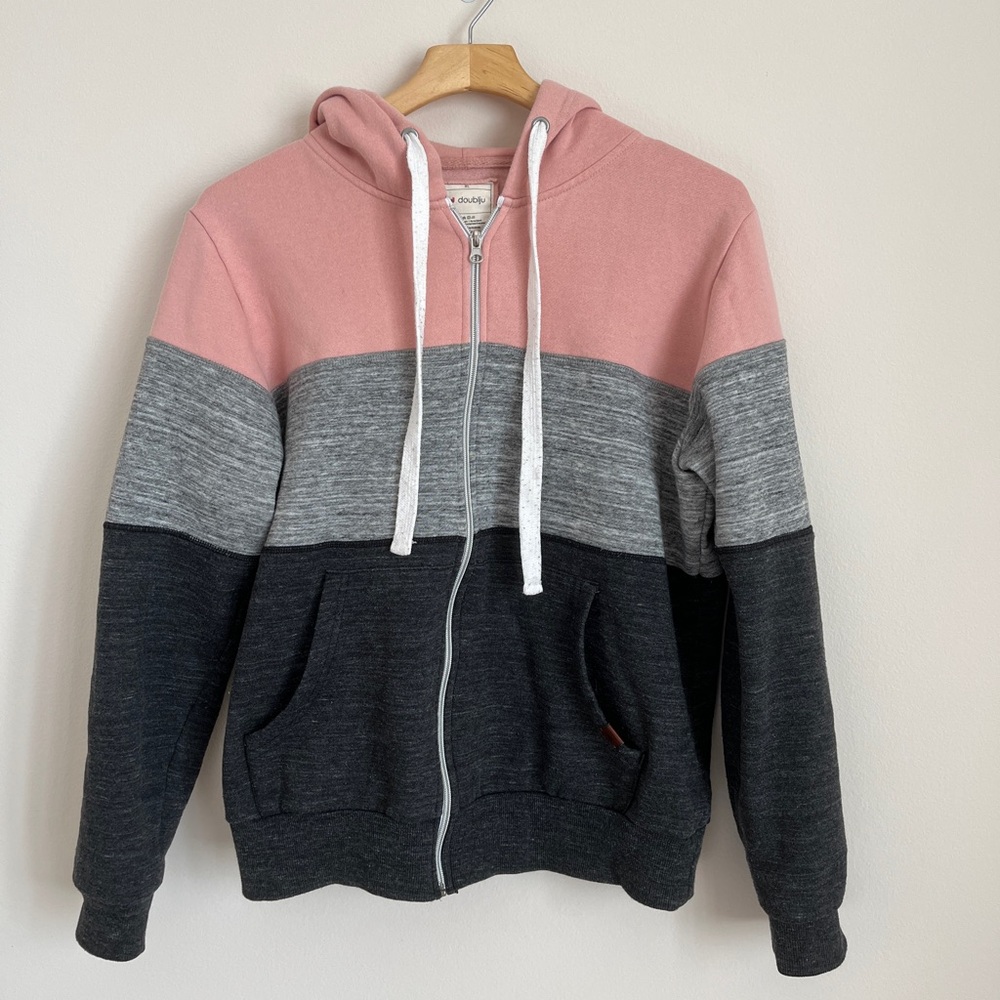 Doublju Pink and Grey Hoodie